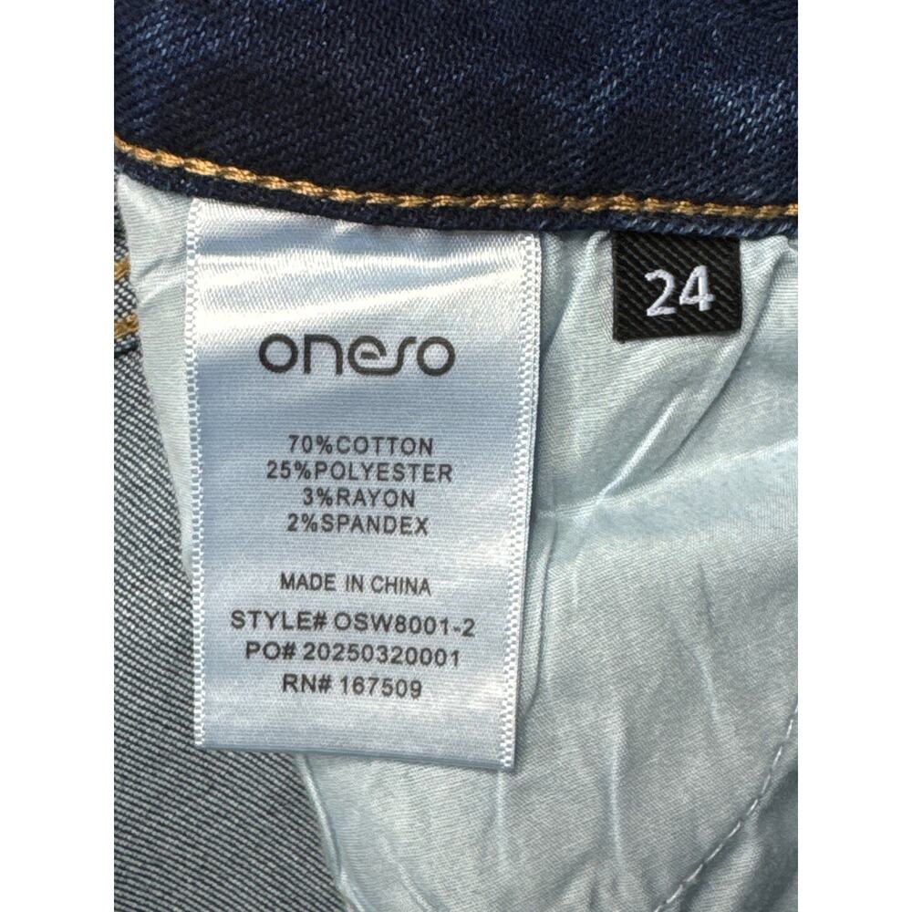 NWT ONESO Women's Mid Rise Wide Leg Blue Denim Jeans - Size 24 (24x31) - Picture 5 of 5